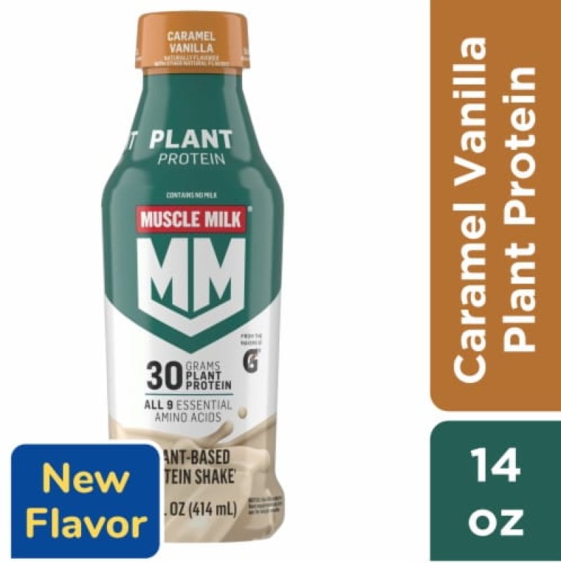 MUSCLE MILK PLANT BASED NON DAIRY VEGAN CARAMEL VANILLA PROTEIN SHAKE PACK OF 2