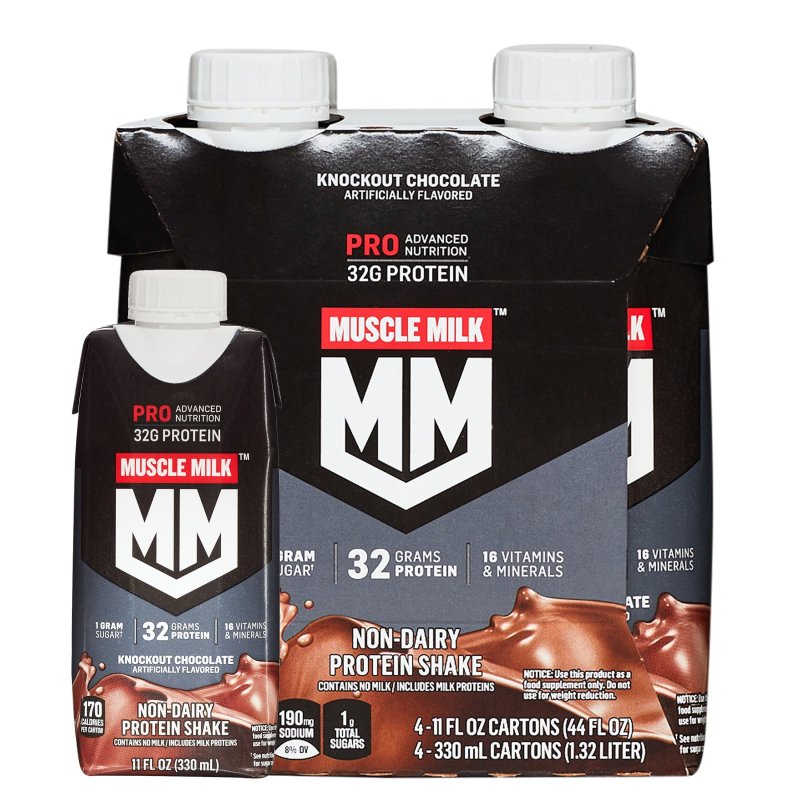 MUSCLE MILK PRO ADVANCED NUTRITION PROTEIN SHAKE KNOCKOUT CHOCOLATE 11.16 FL OZ BOTTLE 3 PACK