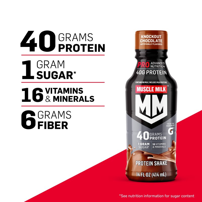 MUSCLE MILK PRO ADVANCED NUTRITION KNOCKOUT CHOCOLATE PROTEIN SHAKE - 2 PACK, 14 FL OZ BOTTLE