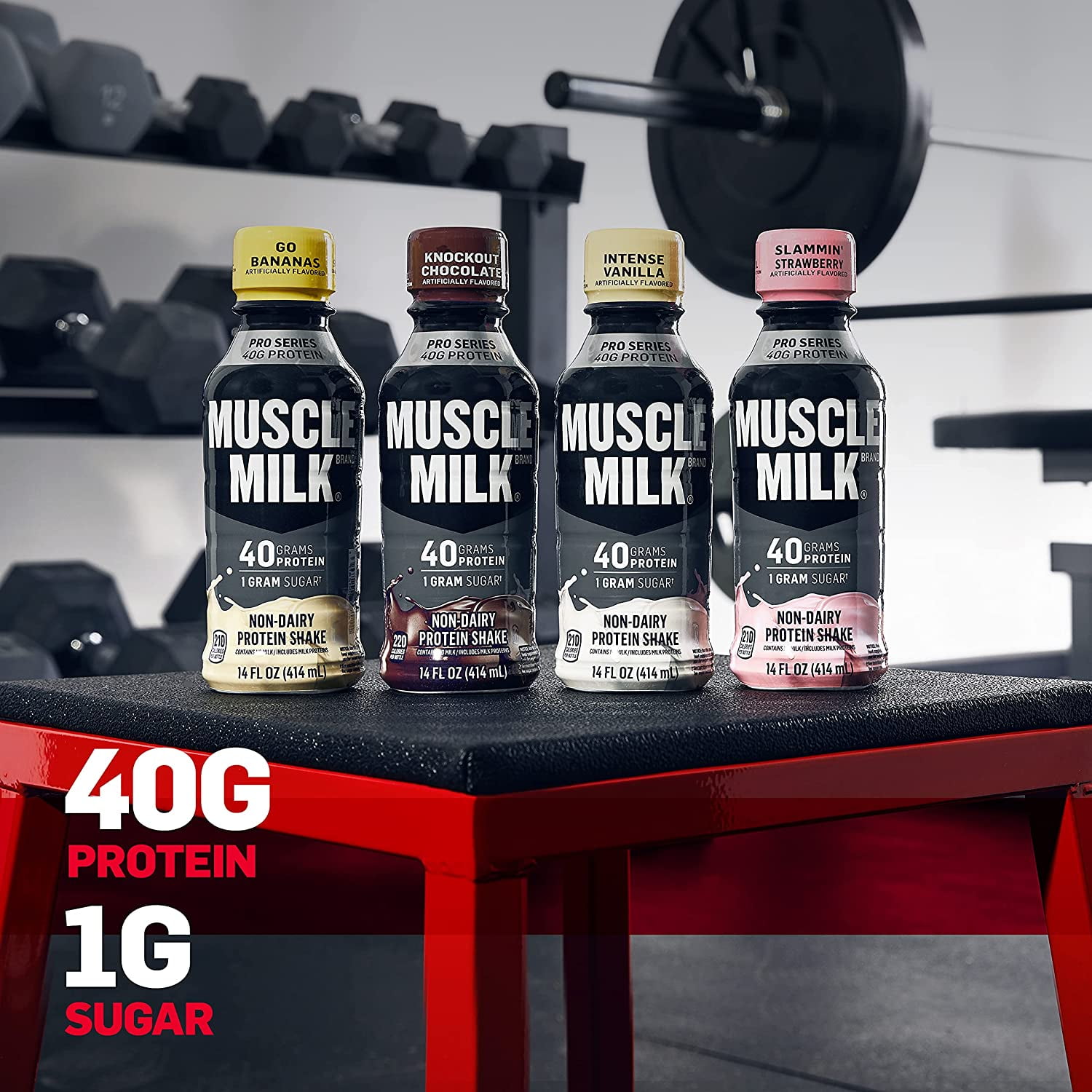 MUSCLE MILK PRO SERIES KNOCKOUT CHOCOLATE PROTEIN SHAKE 40G 14 FL OZ PACK OF 12
