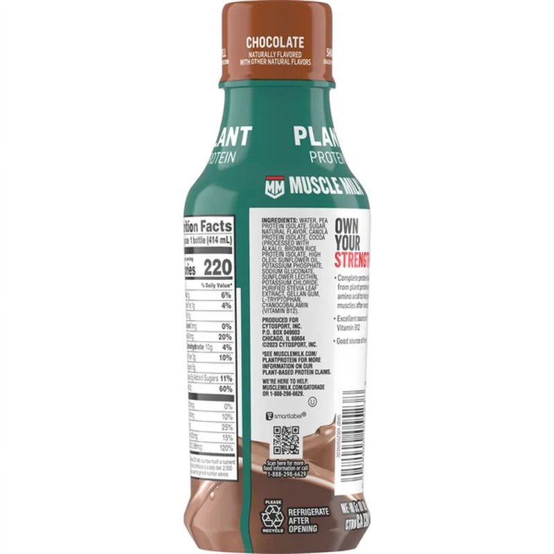 MUSCLE MILK PLANT PROTEIN CHOCOLATE 30G PROTEIN 14 OZ BOTTLE
