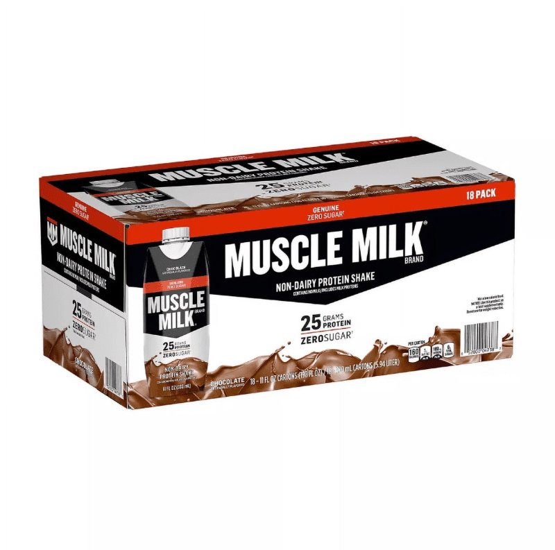 MUSCLE MILK GENUINE CHOCOLATE PROTEIN SHAKE 18 COUNT PACK