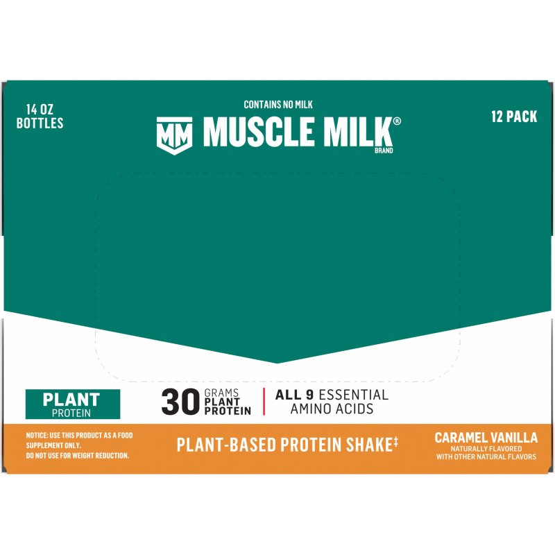 MUSCLE MILK CARAMEL VANILLA PLANT BASED PROTEIN SHAKE 14 FL OZ 12 COUNT