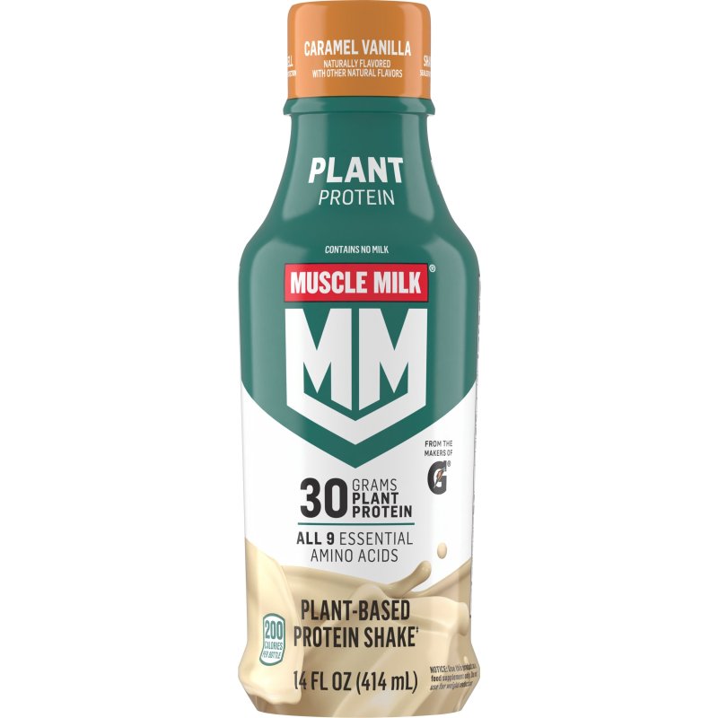 MUSCLE MILK CARAMEL VANILLA PLANT BASED PROTEIN SHAKE 14 FL OZ 12 COUNT
