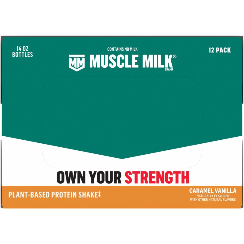 MUSCLE MILK CARAMEL VANILLA PLANT BASED PROTEIN SHAKE 14 FL OZ 12 COUNT