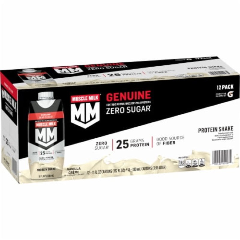 MUSCLE MILK VANILLA CREME NON-DAIRY PROTEIN SHAKES 11 FL OZ 12 BOTTLES 2X