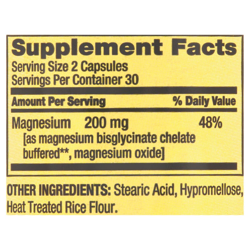 SPRING VALLEY MAGNESIUM SLEEP SUPPORT BONE MUSCLE HEALTH DIETARY SUPPLEMENT VEGETARIAN CAPSULES 200 MG 60 COUNT