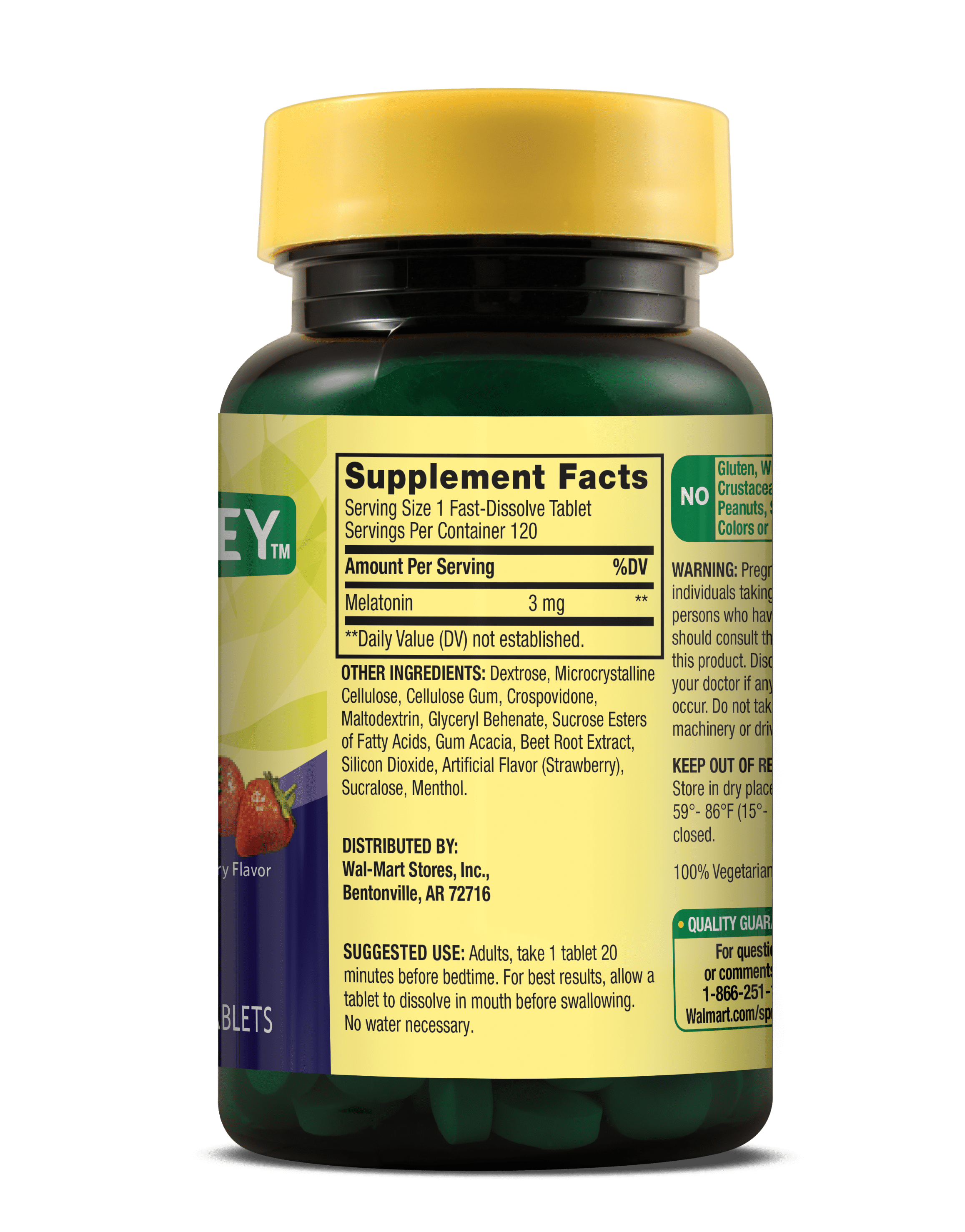 SPRING VALLEY FAST DISSOLVE MELATONIN DIETARY SUPPLEMENT TABLETS 3 MG 120 COUNT FOR BETTER SLEEP AND WELLNESS