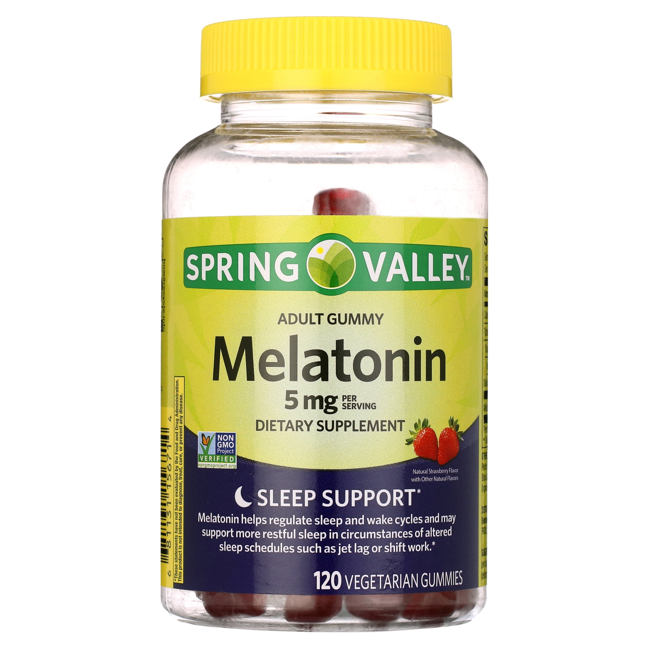 SPRING VALLEY NON GMO MELATONIN GUMMIES STRAWBERRY 5MG 120 COUNT FOR A RESTFUL SLEEP