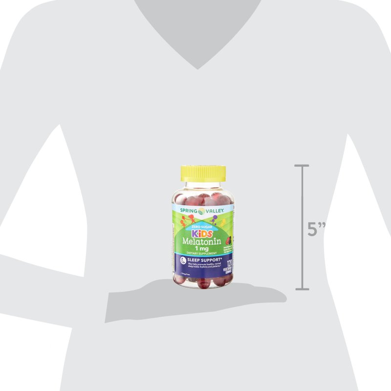 SPRING VALLEY ZERO SUGAR KIDS MELATONIN SLEEP SUPPORT GUMMIES RASPBERRY BLACKBERRY 1 MG 120 COUNT