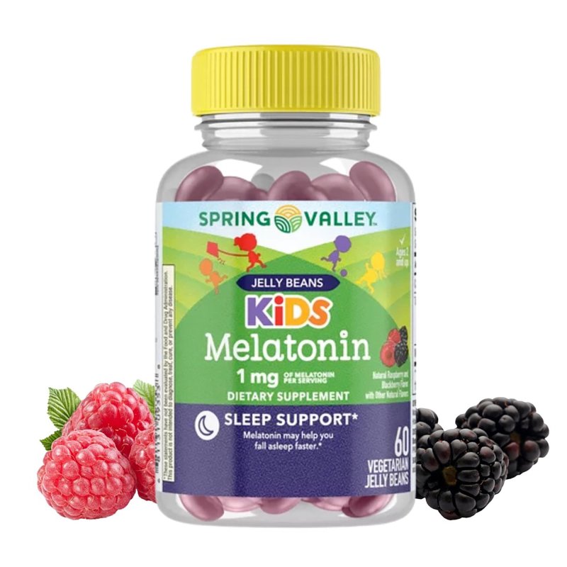 SPRING VALLEY KIDS MELATONIN 1MG VEGETARIAN JELLY BEANS SUPPLEMENT 60 COUNT