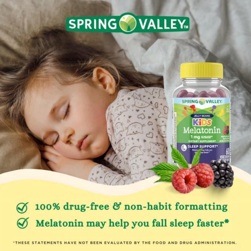 SPRING VALLEY KIDS MELATONIN 1MG VEGETARIAN JELLY BEANS SUPPLEMENT 60 COUNT