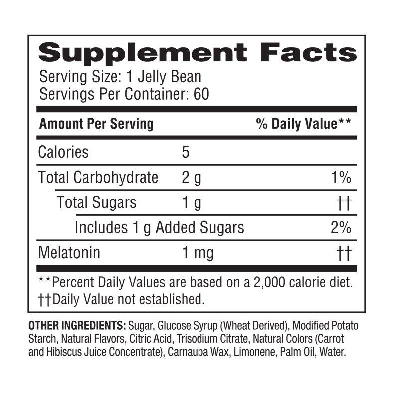 SPRING VALLEY KIDS MELATONIN 1MG VEGETARIAN JELLY BEANS SUPPLEMENT 60 COUNT