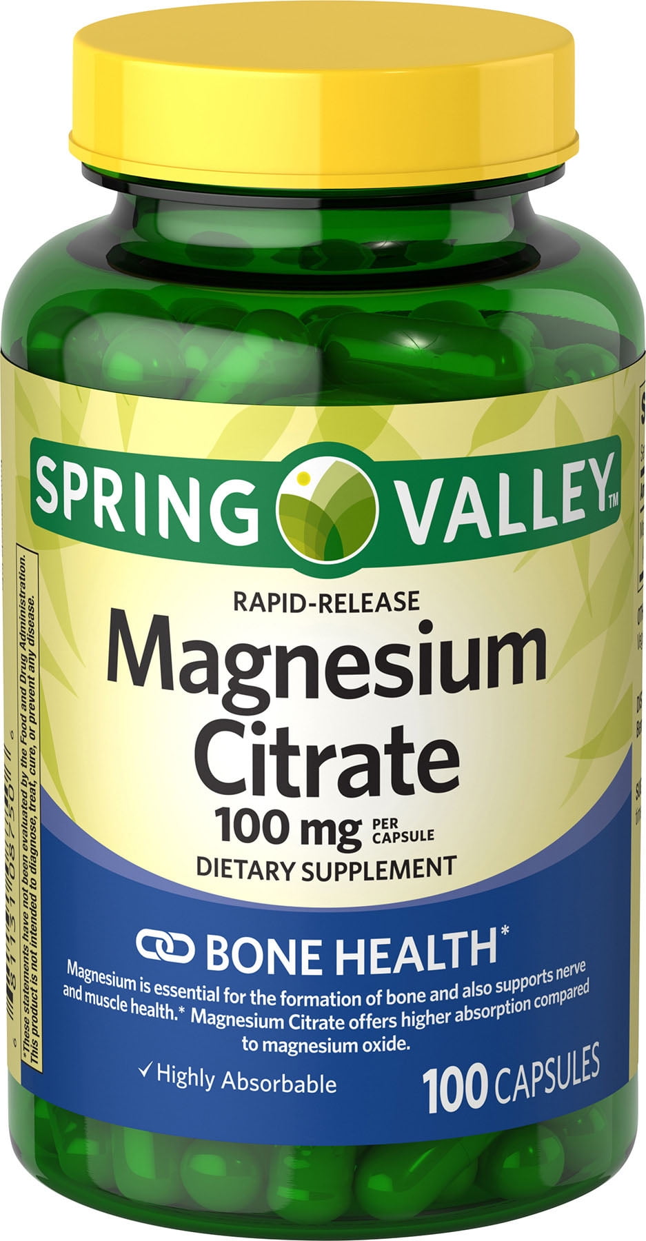 SPRING VALLEY MAGNESIUM CITRATE RAPID RELEASE CAPSULES 100MG 100 CT