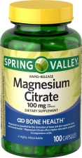 SPRING VALLEY MAGNESIUM CITRATE RAPID RELEASE CAPSULES 100MG 100 CT