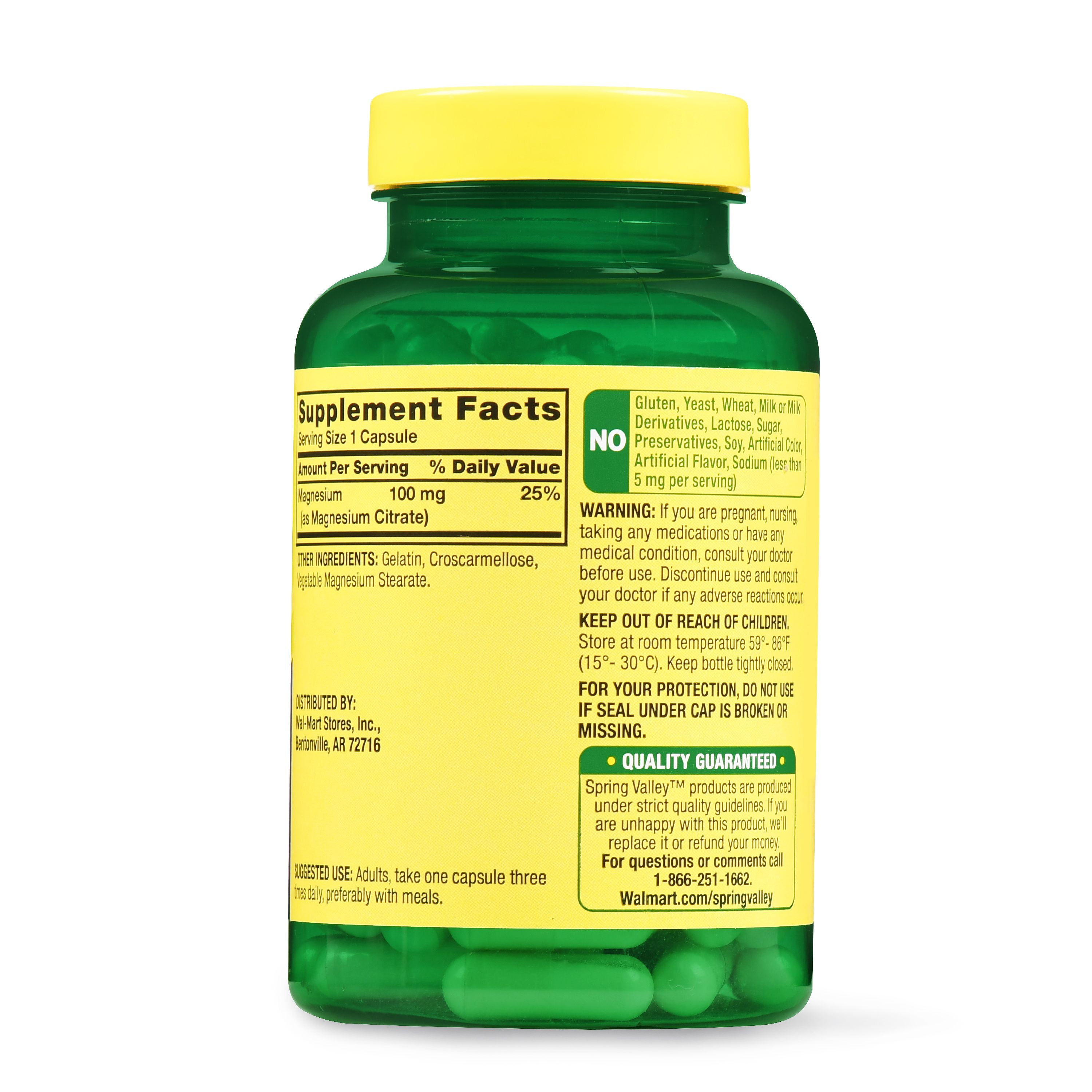 SPRING VALLEY MAGNESIUM CITRATE RAPID RELEASE CAPSULES 100MG 100 CT