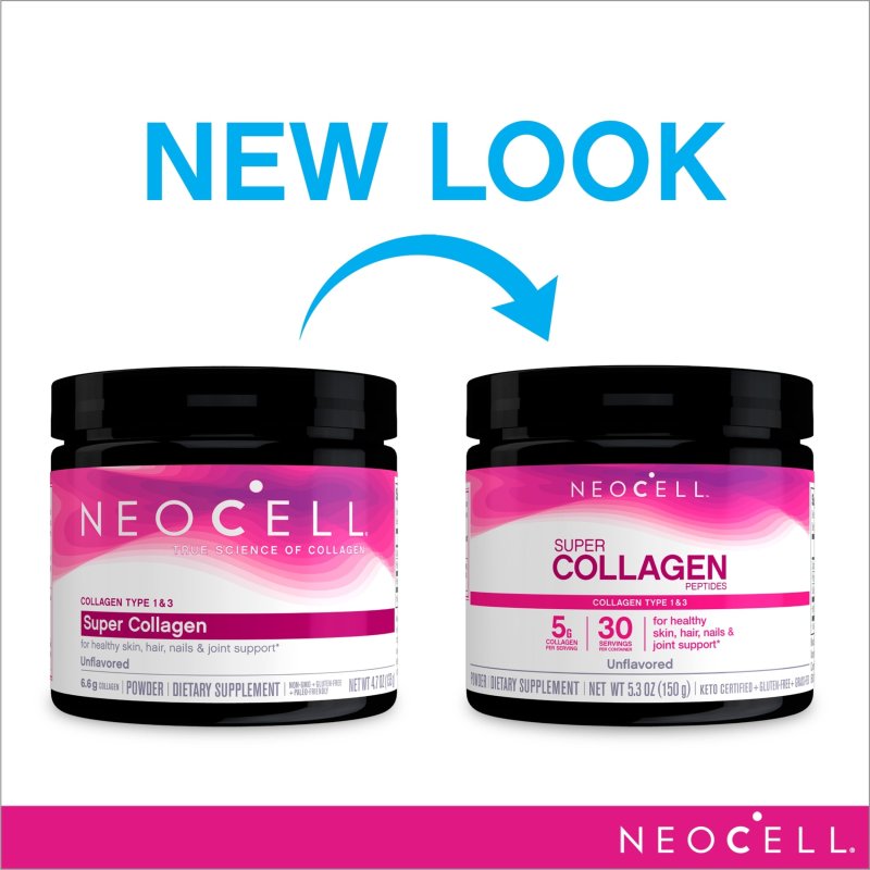 NEOCELL SUPER COLLAGEN PEPTIDES GRASS-FED TYPES 1 3 UNFLAVORED 5.3 OZ BOOST COLLAGEN FOR RADIANT SKIN, HAIR, NAILS.
