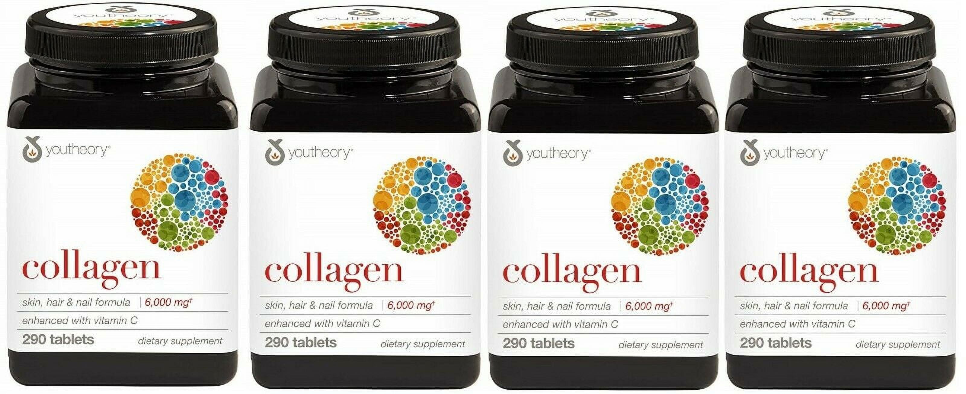 YOUTHEORY COLLAGEN ADVANCED VITAMIN C 290 CT 4 PACK HAIR SKIN NAILS