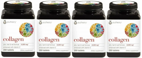 YOUTHEORY COLLAGEN ADVANCED VITAMIN C 290 CT 4 PACK HAIR SKIN NAILS