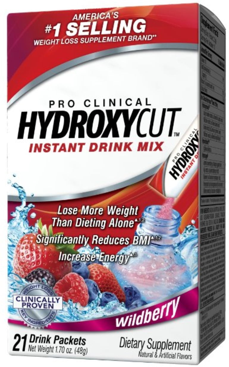 HYDROXYCUT ORIGINAL WEIGHT LOSS POWDER DRINK MIX PACKETS BURN CALORIES INCREASE ENERGY WILDBERRY BLAST 21 COUNT
