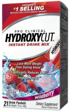 HYDROXYCUT ORIGINAL WEIGHT LOSS POWDER DRINK MIX PACKETS BURN CALORIES INCREASE ENERGY WILDBERRY BLAST 21 COUNT