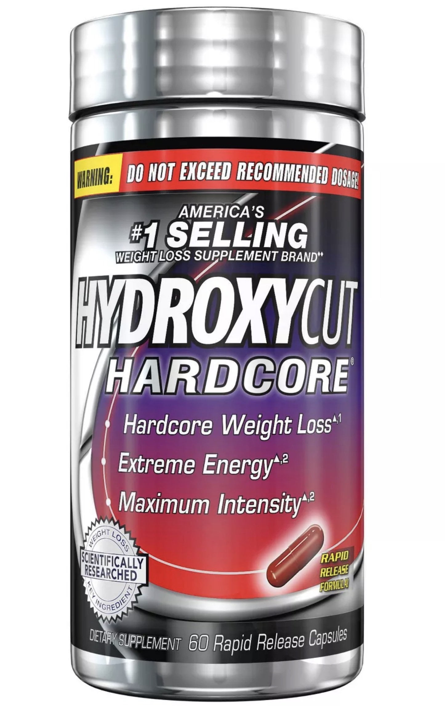 HYDROXYCUT HARDCORE DIET PILLS 60 COUNT BOTTLE