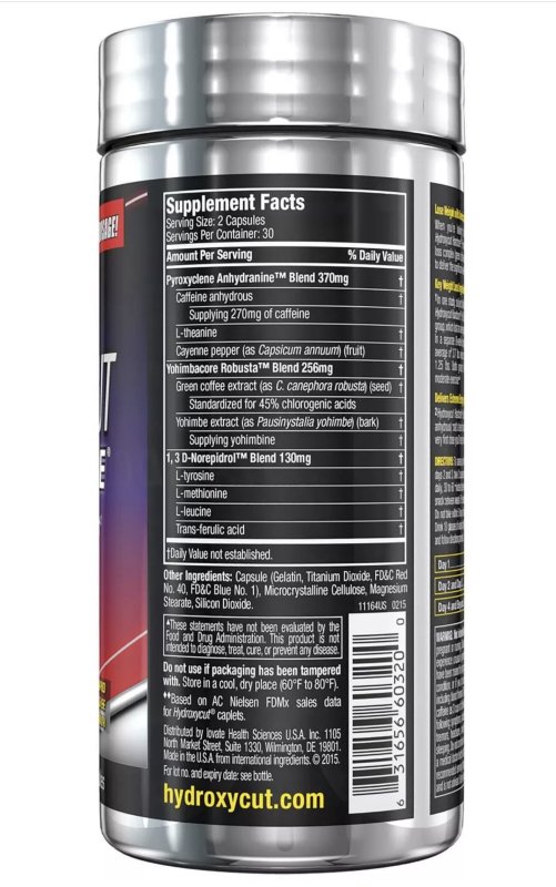 HYDROXYCUT HARDCORE DIET PILLS 60 COUNT BOTTLE