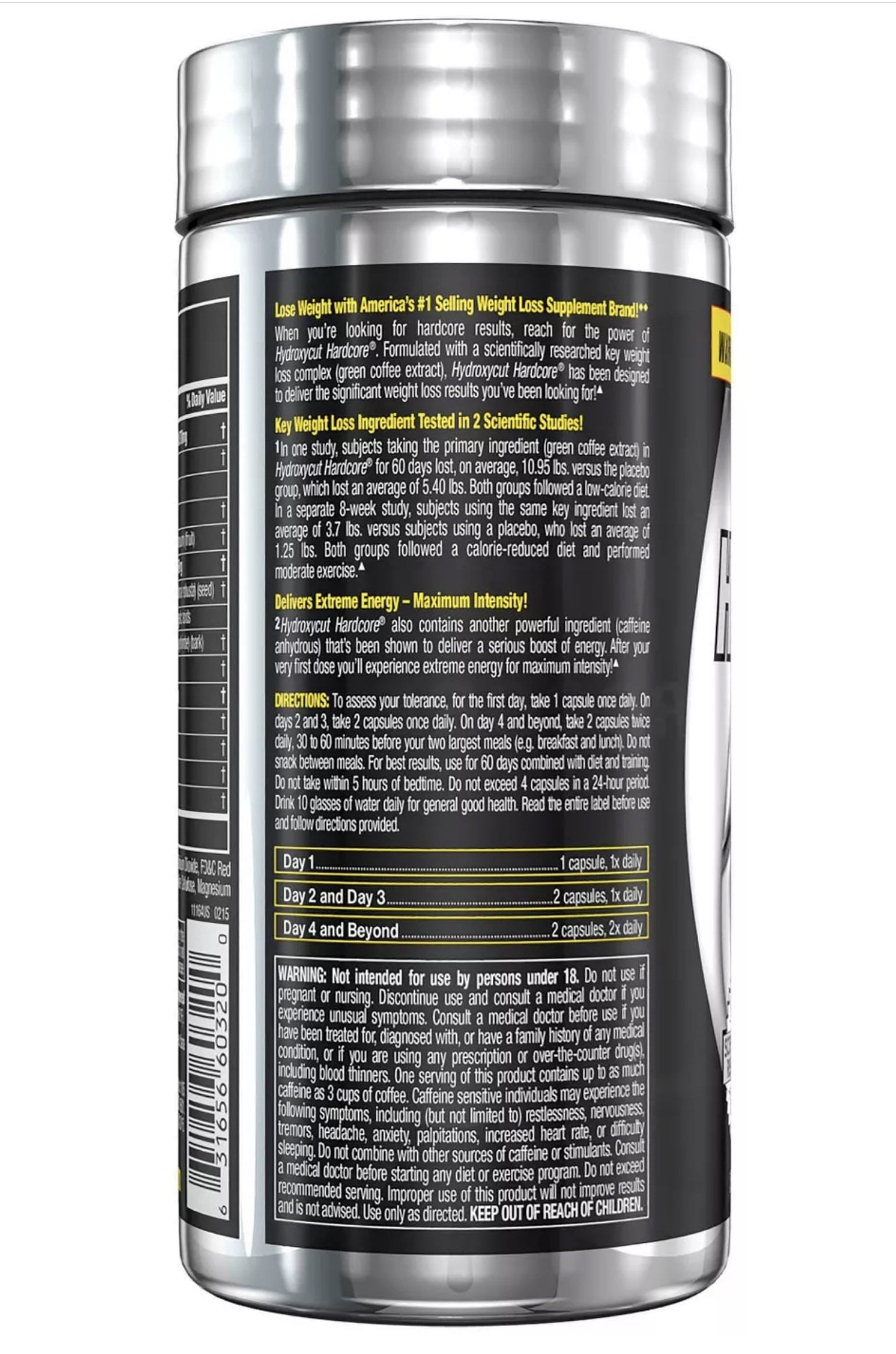 HYDROXYCUT HARDCORE DIET PILLS 60 COUNT BOTTLE