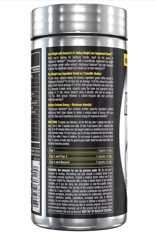 HYDROXYCUT HARDCORE DIET PILLS 60 COUNT BOTTLE