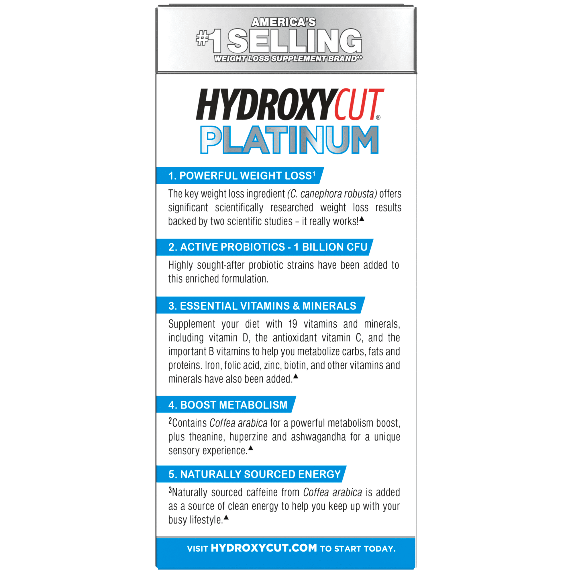 HYDROXYCUT  ACTIVE PROBIOTICS VITAMINS- BOOST METABOLISM ENERGY NATURALLY SOURCED CAFFEINE- 60 COUNT