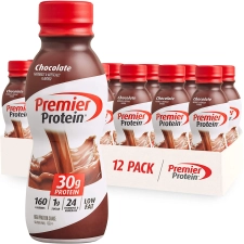 PREMIER PROTEIN SHAKE CHOCOLATE 30G PROTEIN 1G SUGAR 24 VITAMINS MINERALS IMMUNE HEALTH SUPPORT 11.5 FL OZ PACK OF 12