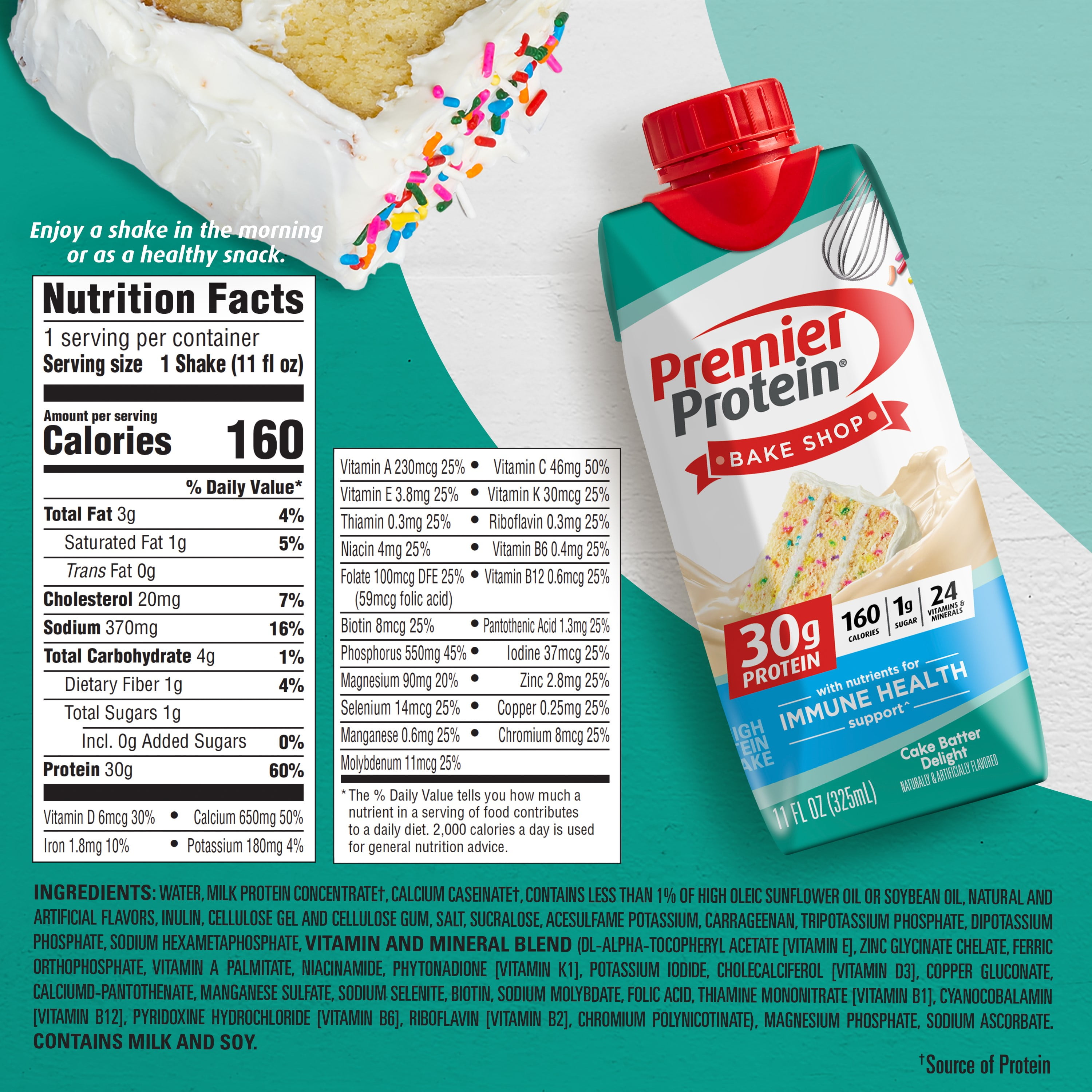 PREMIER PROTEIN SHAKE CAKE BATTER DELIGHT 30G PROTEIN 11 FL OZ 12 CT