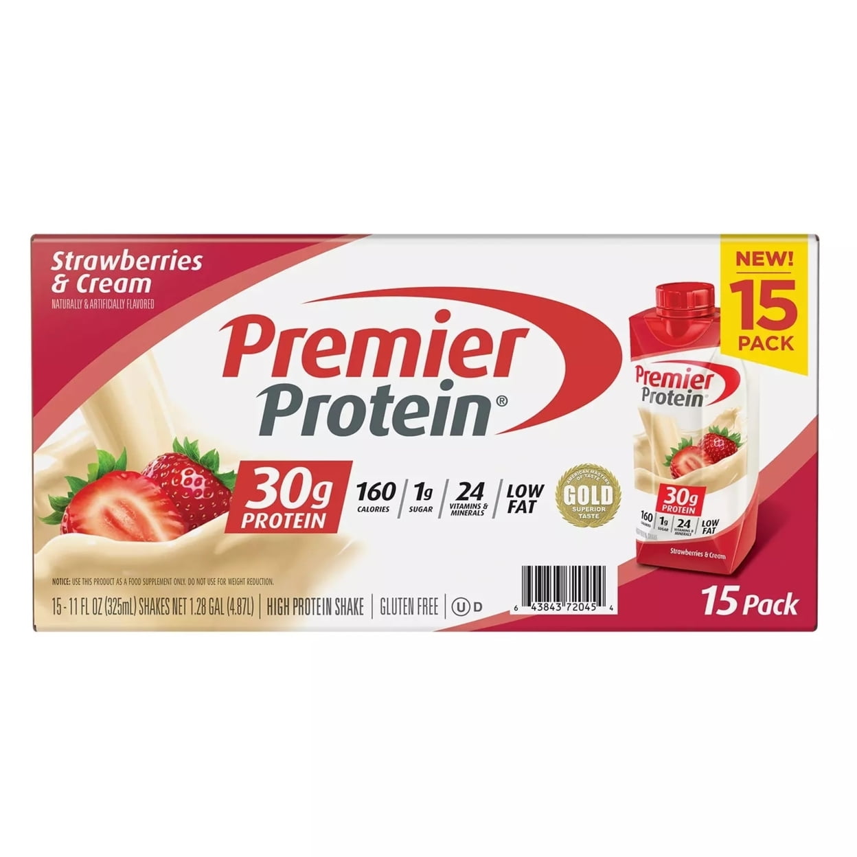 PREMIER PROTEIN STRAWBERRIES CREAM HIGH PROTEIN SHAKE 11 FL OZ 15 PACK