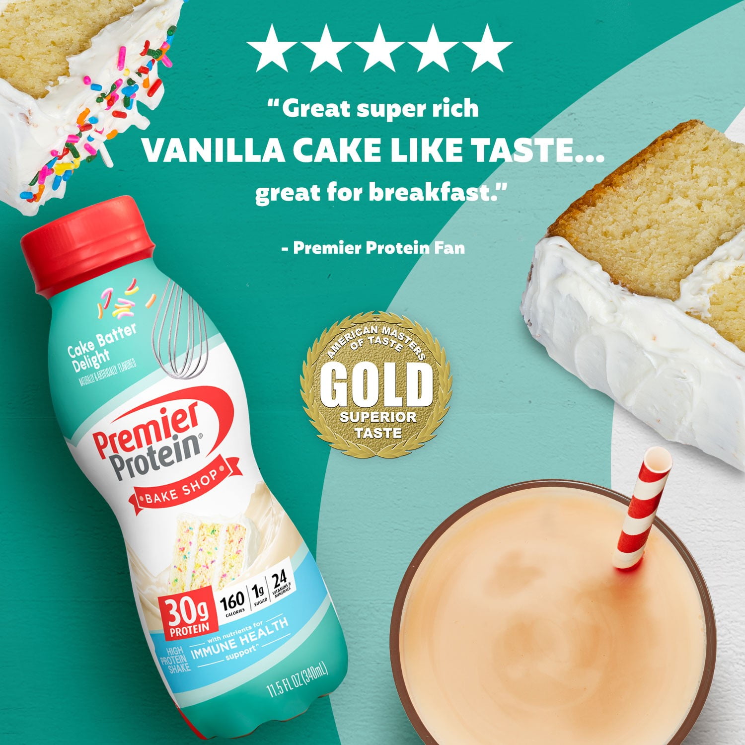 PREMIER PROTEIN SHAKE CAKE BATTER DELIGHT 30G PROTEIN 11.5 FL OZ 12 CT
