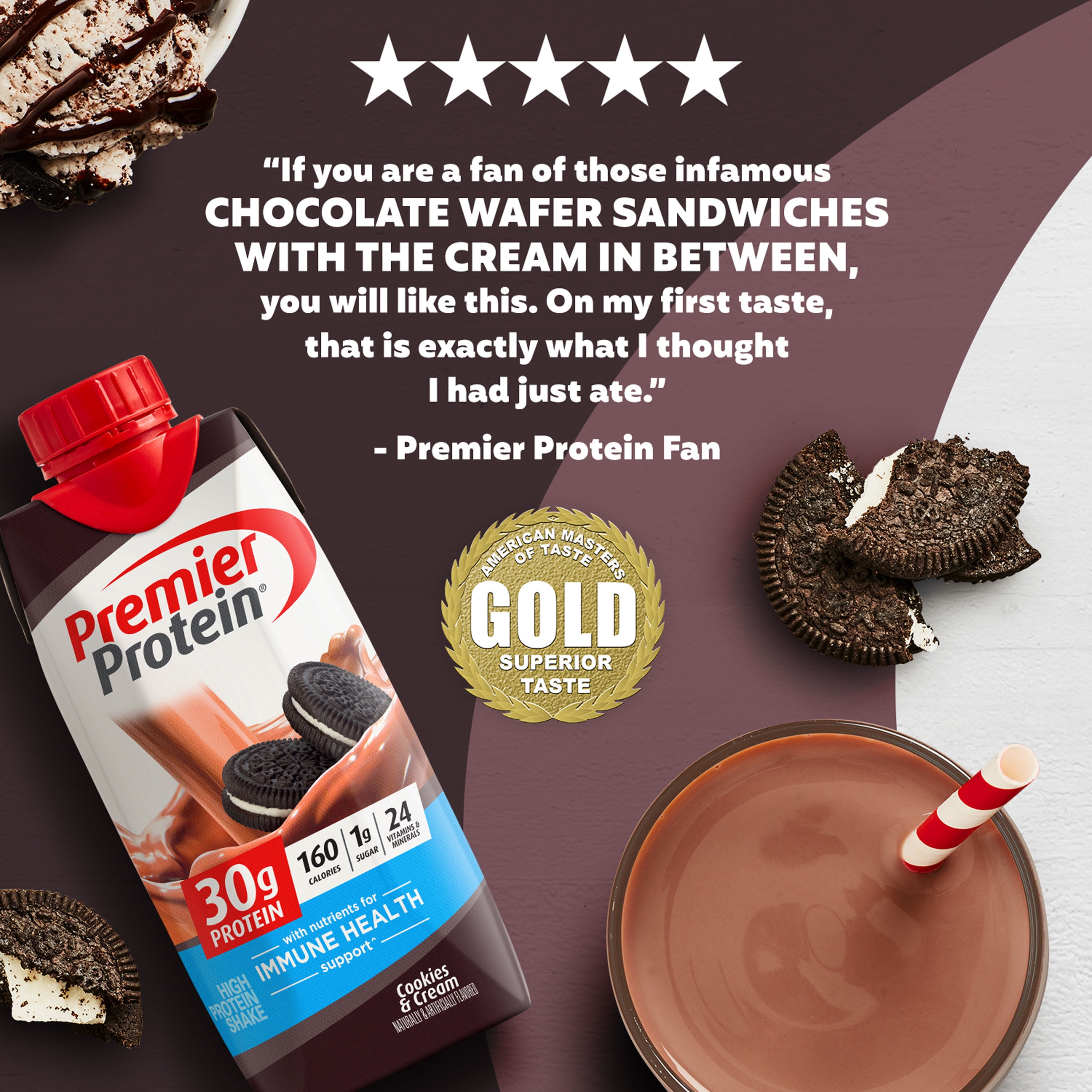 PREMIER PROTEIN SHAKE COOKIES CREAM 30G PROTEIN 11 FL OZ 12 CT