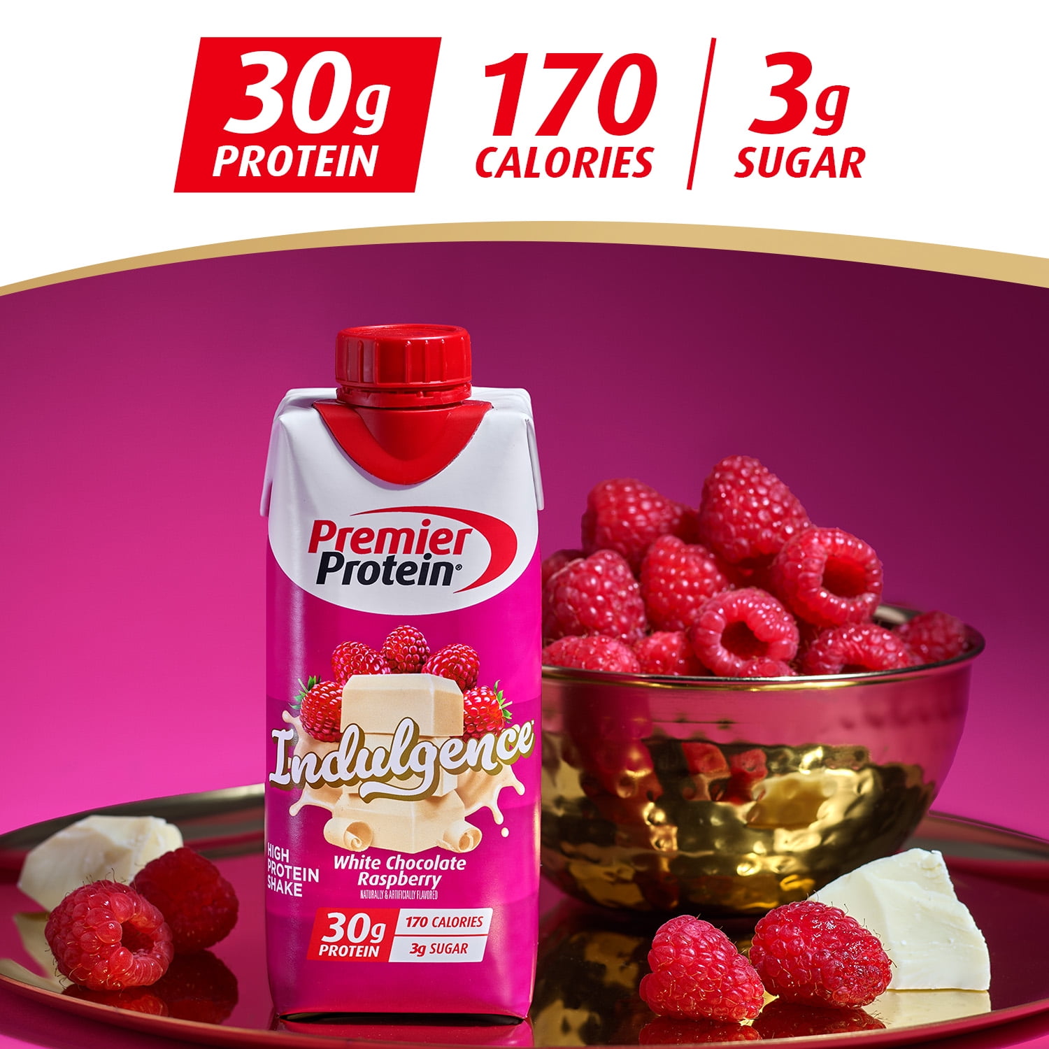 PREMIER PROTEIN WHITE CHOCOLATE RASPBERRY SHAKE 30G PROTEIN 11OZ 4 CT