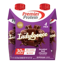 PREMIER PROTEIN INDULGENCE SHAKE DECADENT DARK CHOCOLATE 30G PROTEIN 11 FL OZ 4 CT