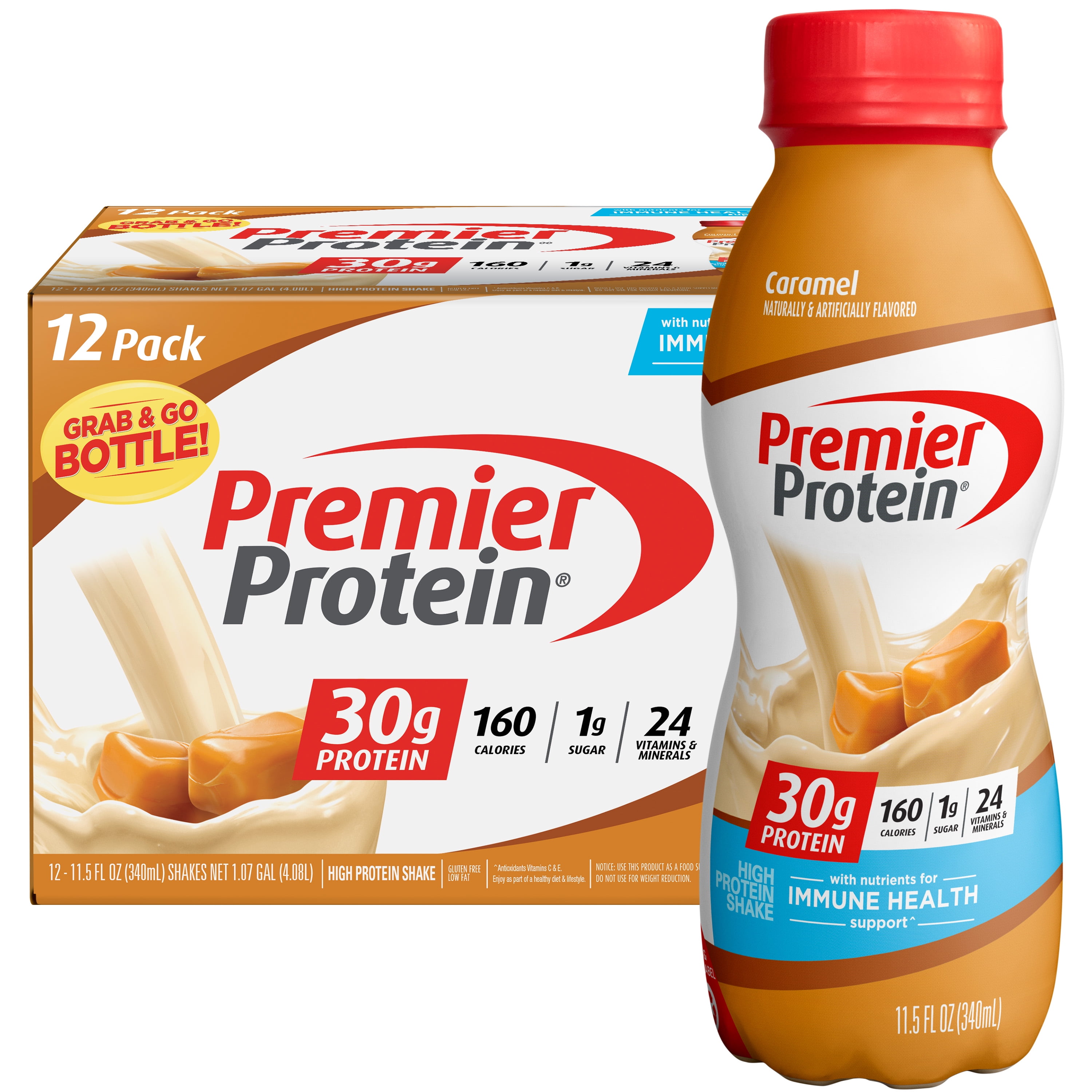 PREMIER PROTEIN SHAKE CARAMEL 30G PROTEIN 11.5 FL OZ 12 CT