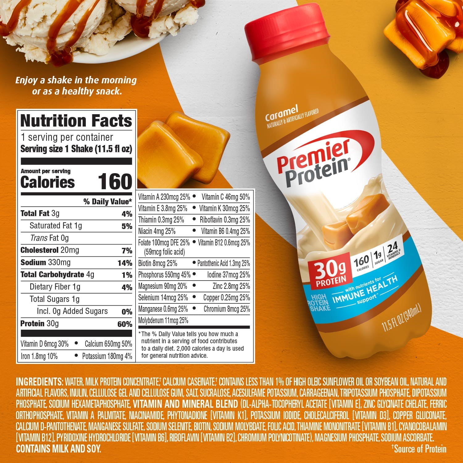 PREMIER PROTEIN SHAKE CARAMEL 30G PROTEIN 11.5 FL OZ 12 CT