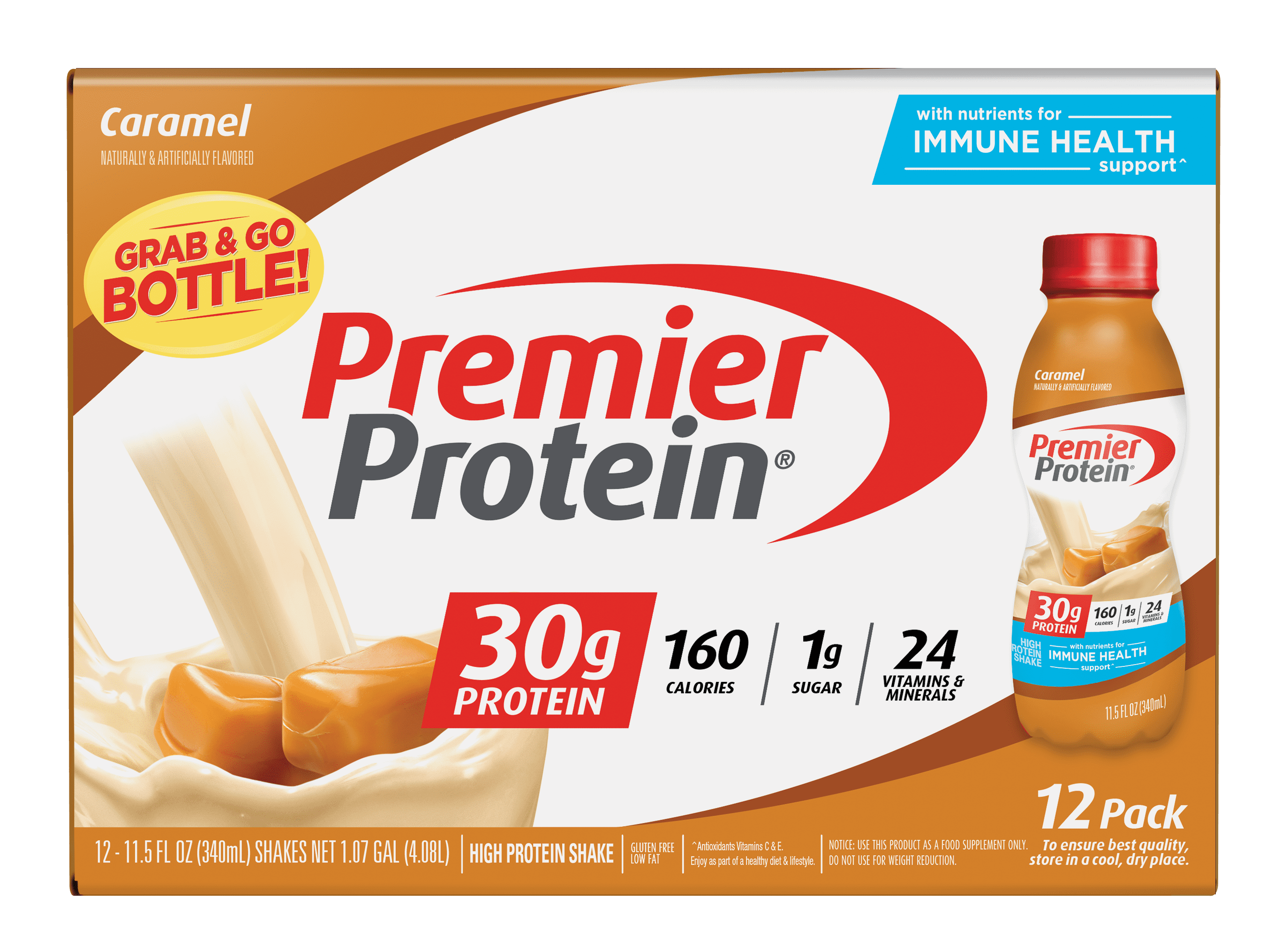 PREMIER PROTEIN SHAKE CARAMEL 30G PROTEIN 11.5 FL OZ 12 CT