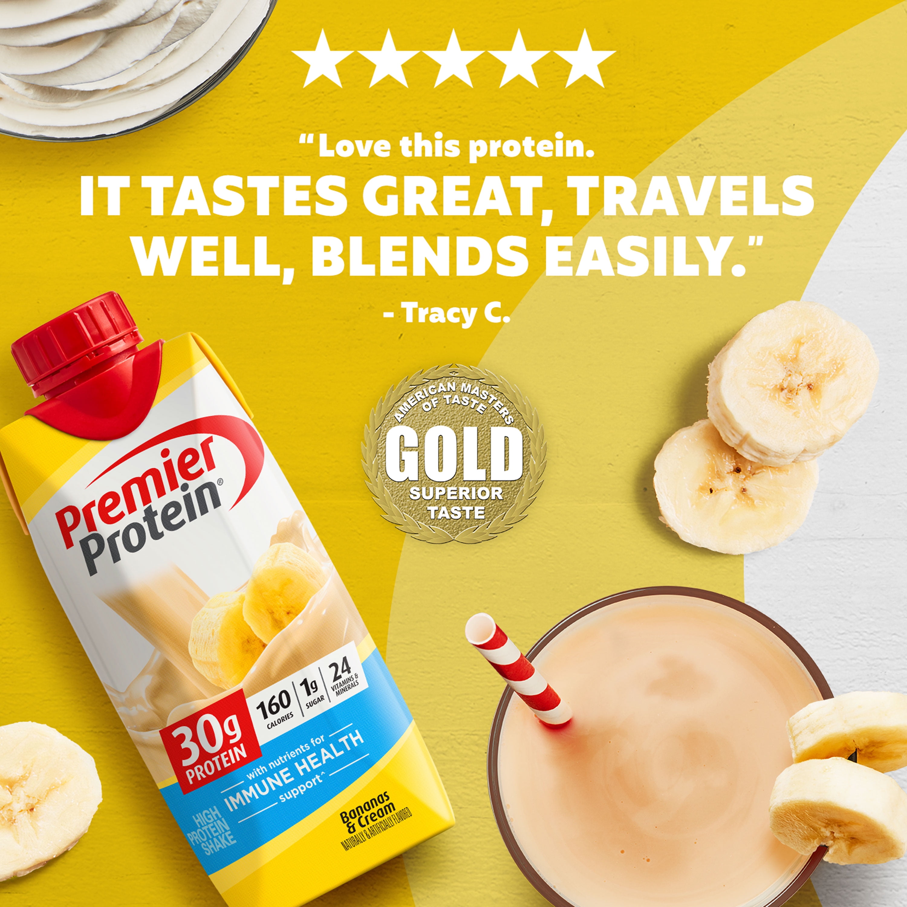 PREMIER PROTEIN SHAKE BANANAS CREAM 30G PROTEIN 11 FL OZ 12 CT