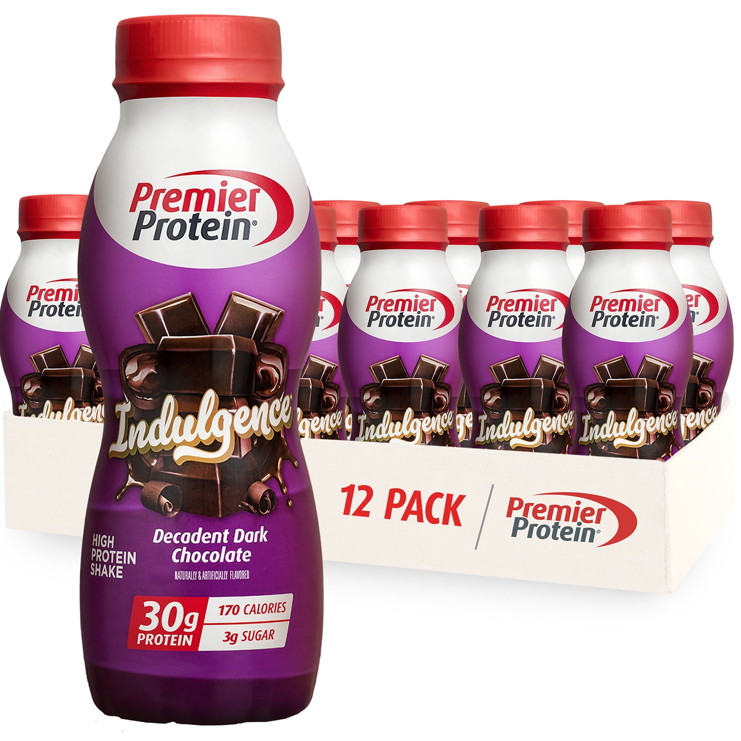 PREMIER PROTEIN INDULGENCE SHAKE DECADENT DARK CHOCOLATE 30G PROTEIN 11.5 FL OZ 12 CT