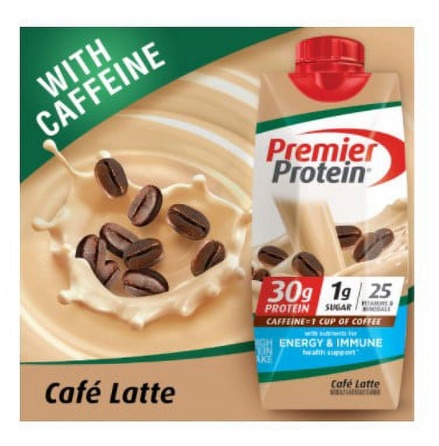 PREMIER CAFE LATTE PLUS ENERGY IMMUNE SUPPORT SHAKES 18-PACK 11 FL OZ - 30G PROTEIN