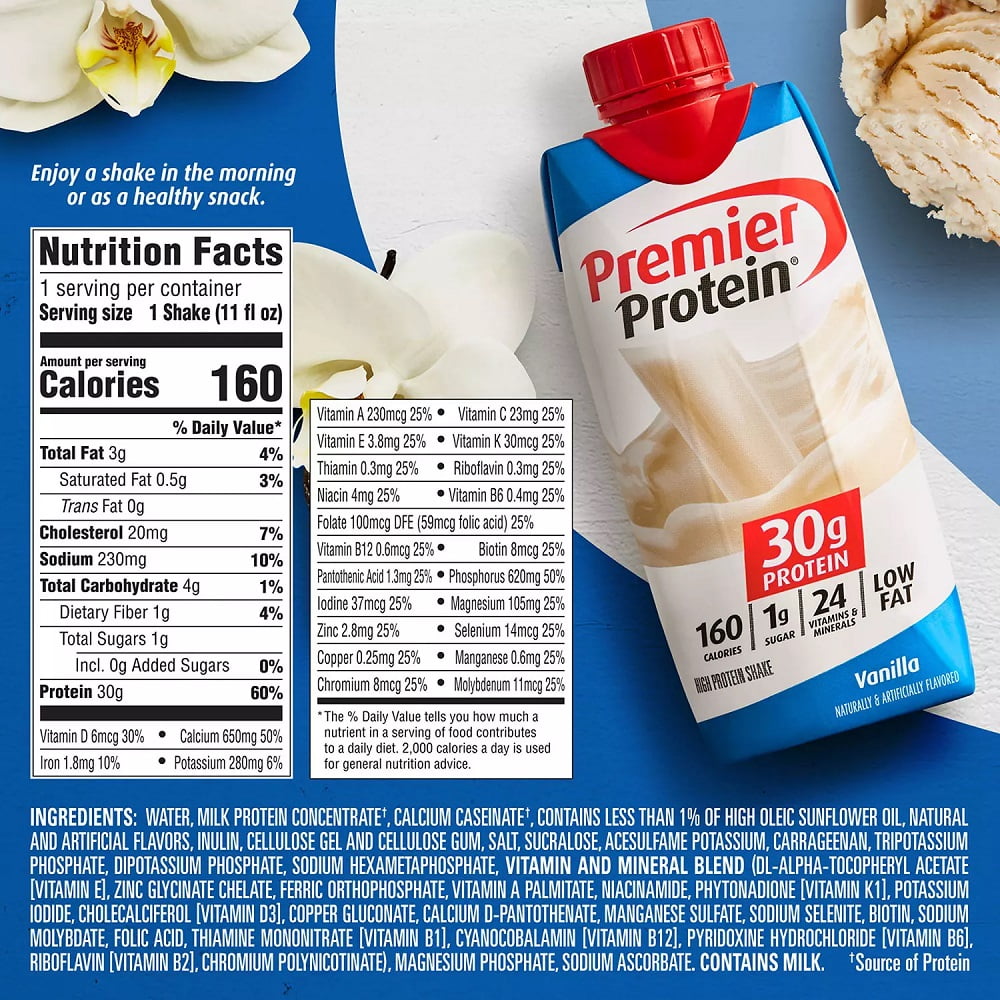 PREMIER PROTEIN 30G HIGH PROTEIN SHAKE VANILLA 11 FL. OZ. 15 PK.