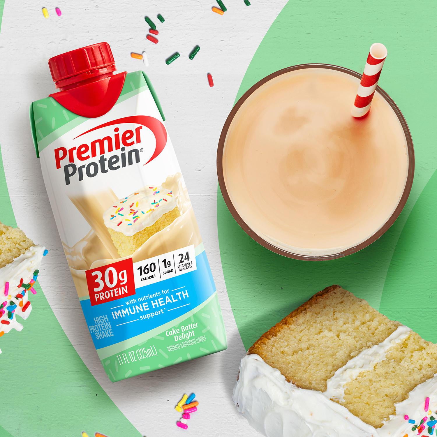 PREMIER PROTEIN CAKE BATTER DELIGHT 30G HIGH PROTEIN SHAKE 15-PACK 11 FL. OZ