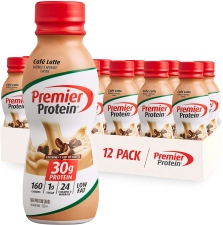 PREMIER PROTEIN SHAKE CAFé LATTE 30G PROTEIN 1G SUGAR 24 VITAMINS MINERALS TO SUPPORT IMMUNE HEALTH 11.5 FL OZ 12 PACK