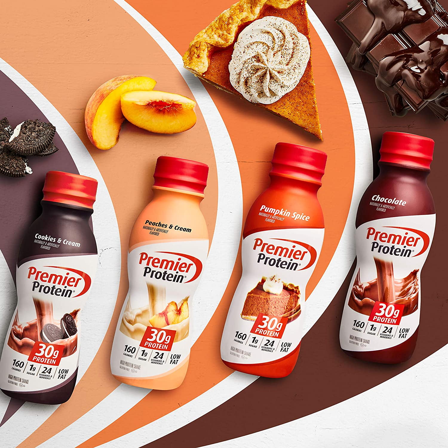 PREMIER PROTEIN SHAKE CAFé LATTE 30G PROTEIN 1G SUGAR 24 VITAMINS MINERALS TO SUPPORT IMMUNE HEALTH 11.5 FL OZ 12 PACK