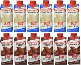 PREMIER PROTEIN HIGH PROTEIN SHAKES - 6 CHOCOLATE, 6 VANILLA, 11OZ EACH, PACK OF 12