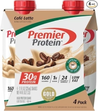PREMIER PROTEIN SHAKE CAFé LATTE 30G PROTEIN 1G SUGAR 24 VITAMINS & MINERALS SUPPORTS IMMUNE HEALTH 11 FL OZ 4 COUNT