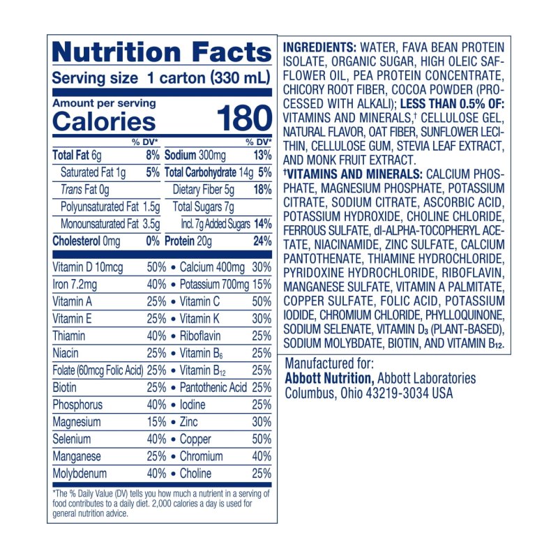ENSURE PLANT BASED VEGAN PROTEIN CHOCOLATE NUTRITION SHAKE 4 PACK